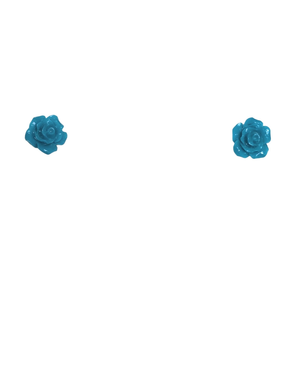 #27 Turquoise Floral Rose Stud Earrings - Women's Petite Flower Jewelry